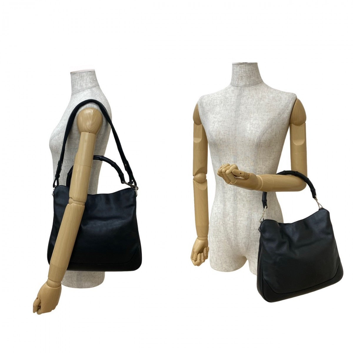 Gucci Bamboo Leather Black Shoulder Bag 826B826