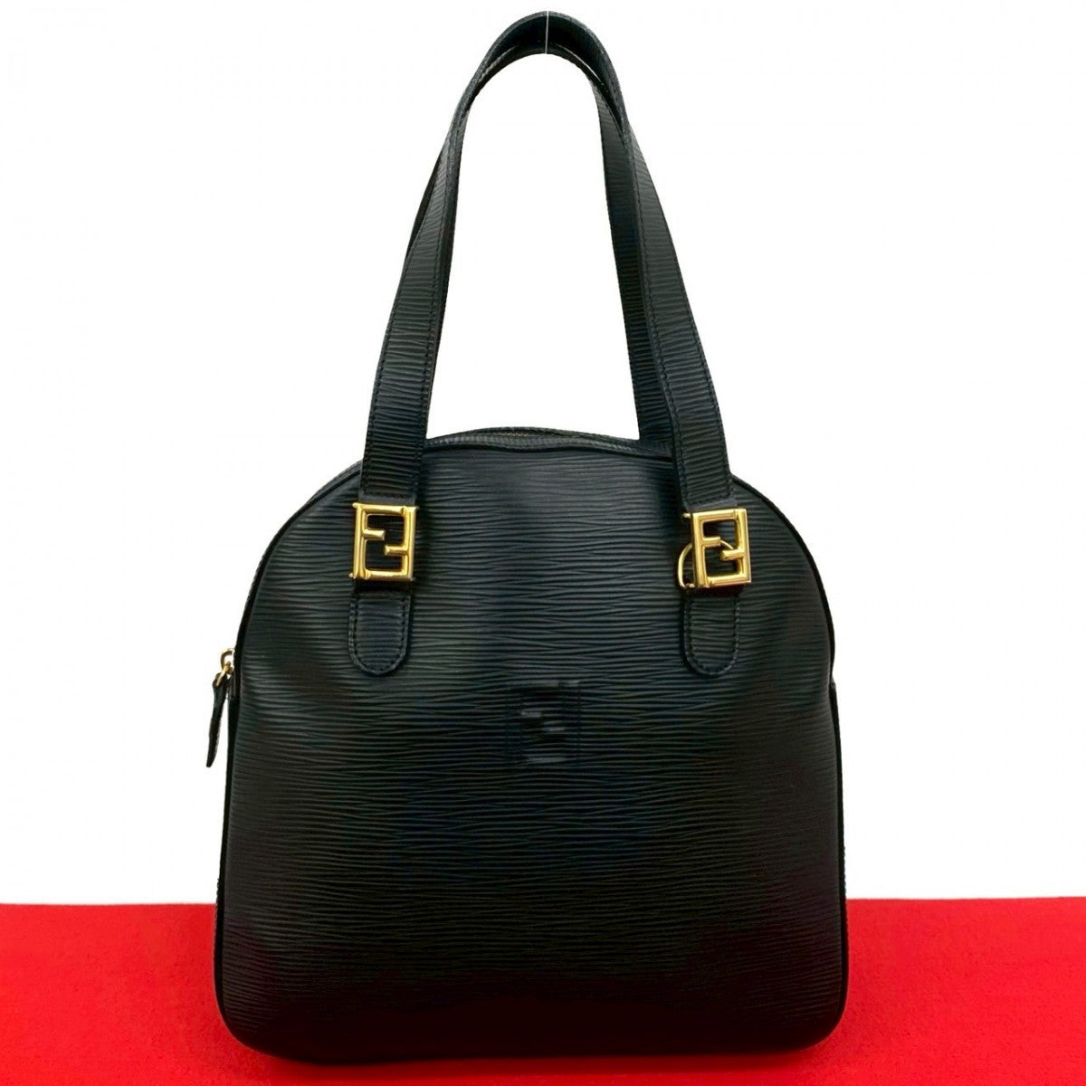 Fendi Handbag Epi Leather Black Travel Bag