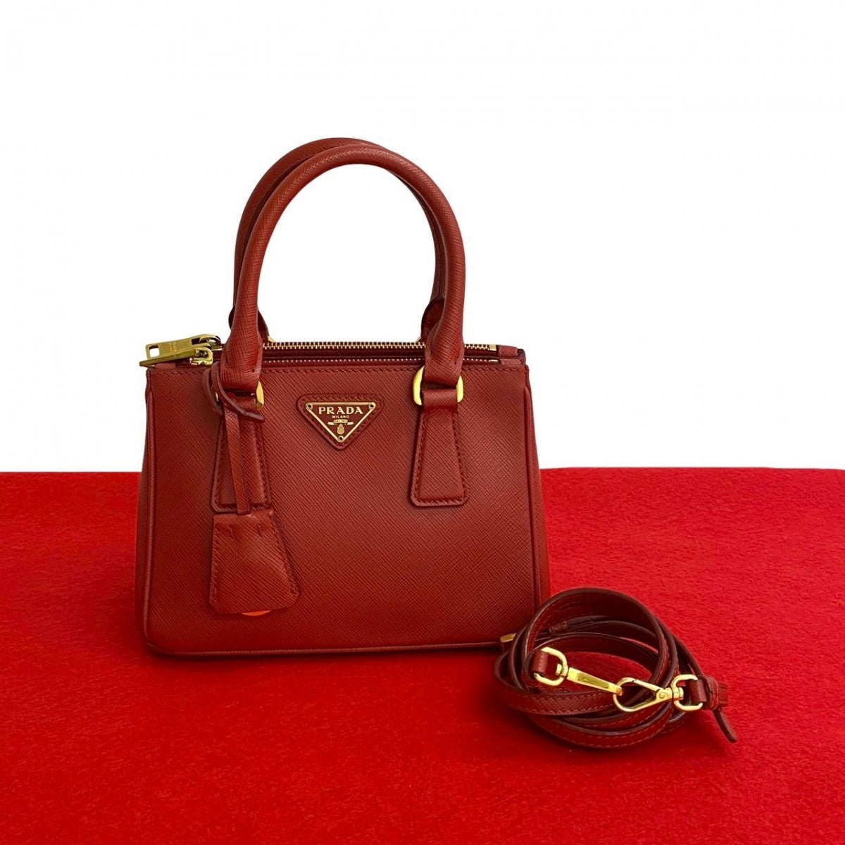 Shoulder Bag Galleria Micro Leather Red