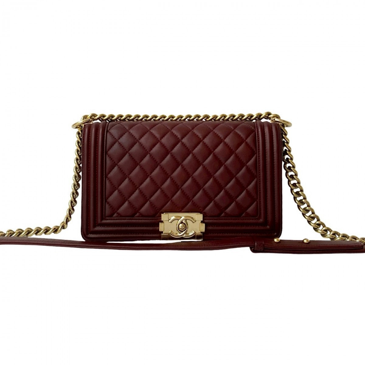Chanel lambskin wine- Matrasse Boy Red Shoulder Bag