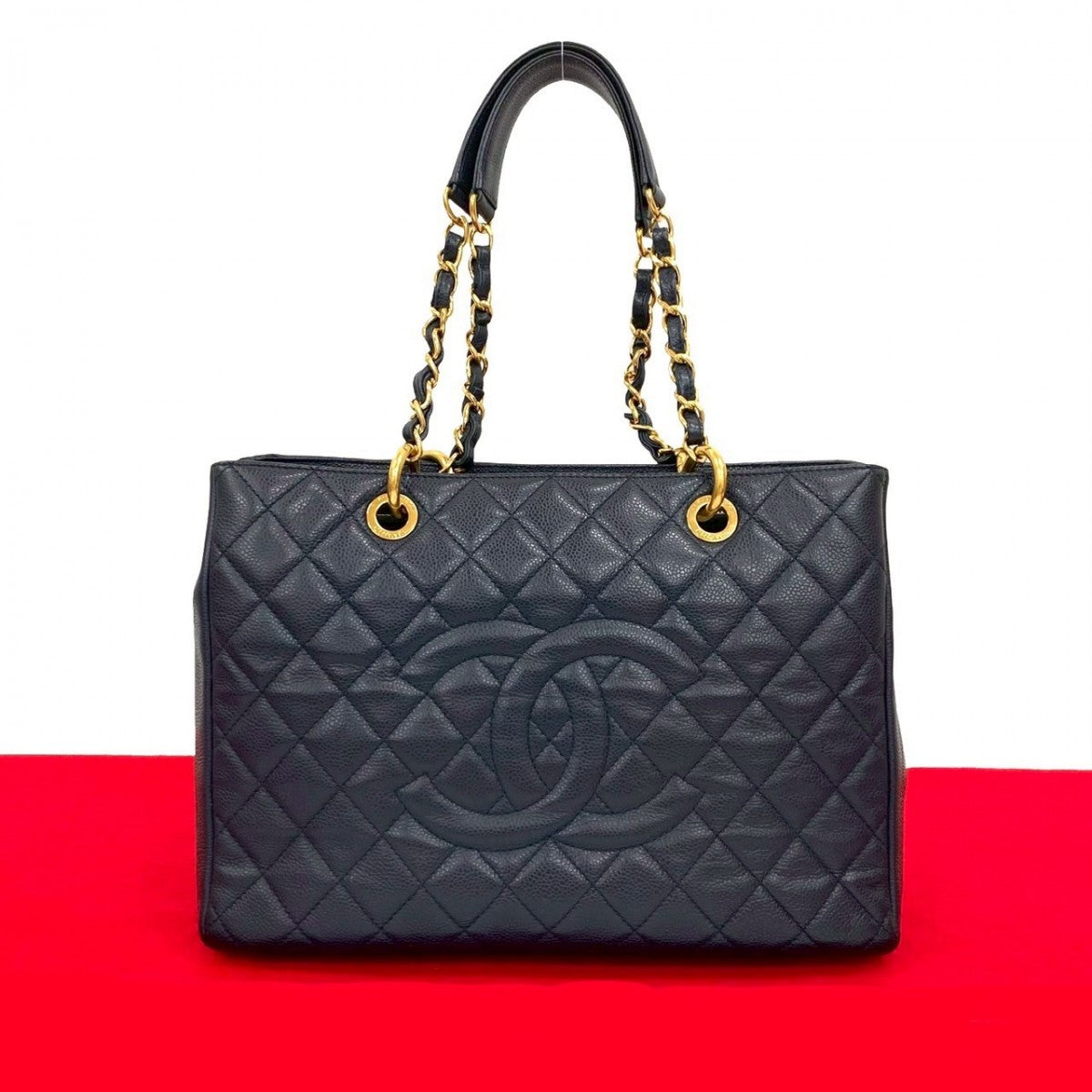 Chanel Matt caviar skin Navy Tote Bag
