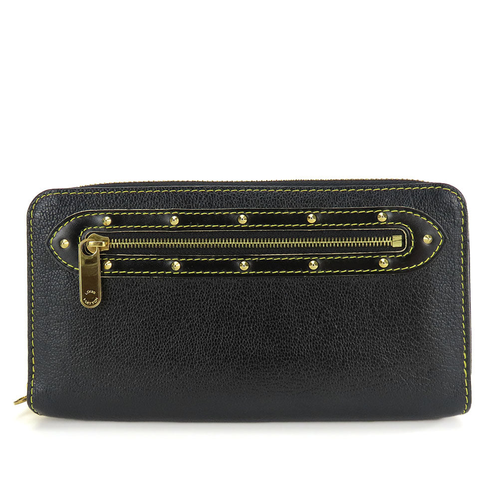 Louis Vuitton Long Purse M93029 Suhari Zippy Leather Black Wallet Case