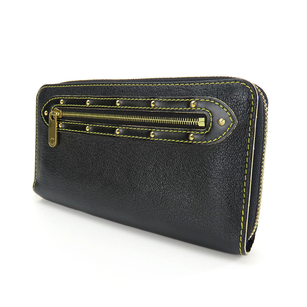 Louis Vuitton Long Purse M93029 Suhari Zippy Leather Black Wallet Case