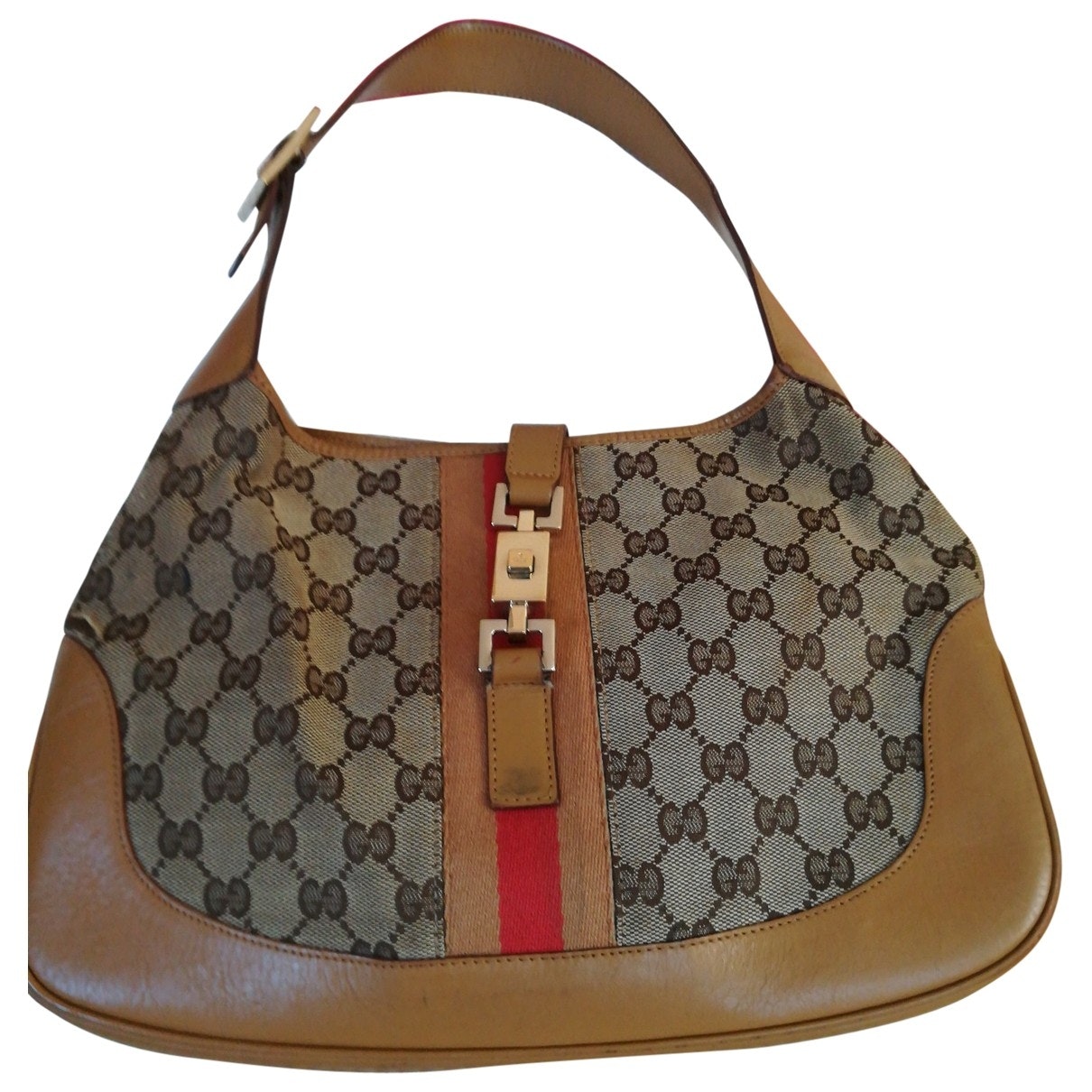 Gucci jackie beige cloth handbag
