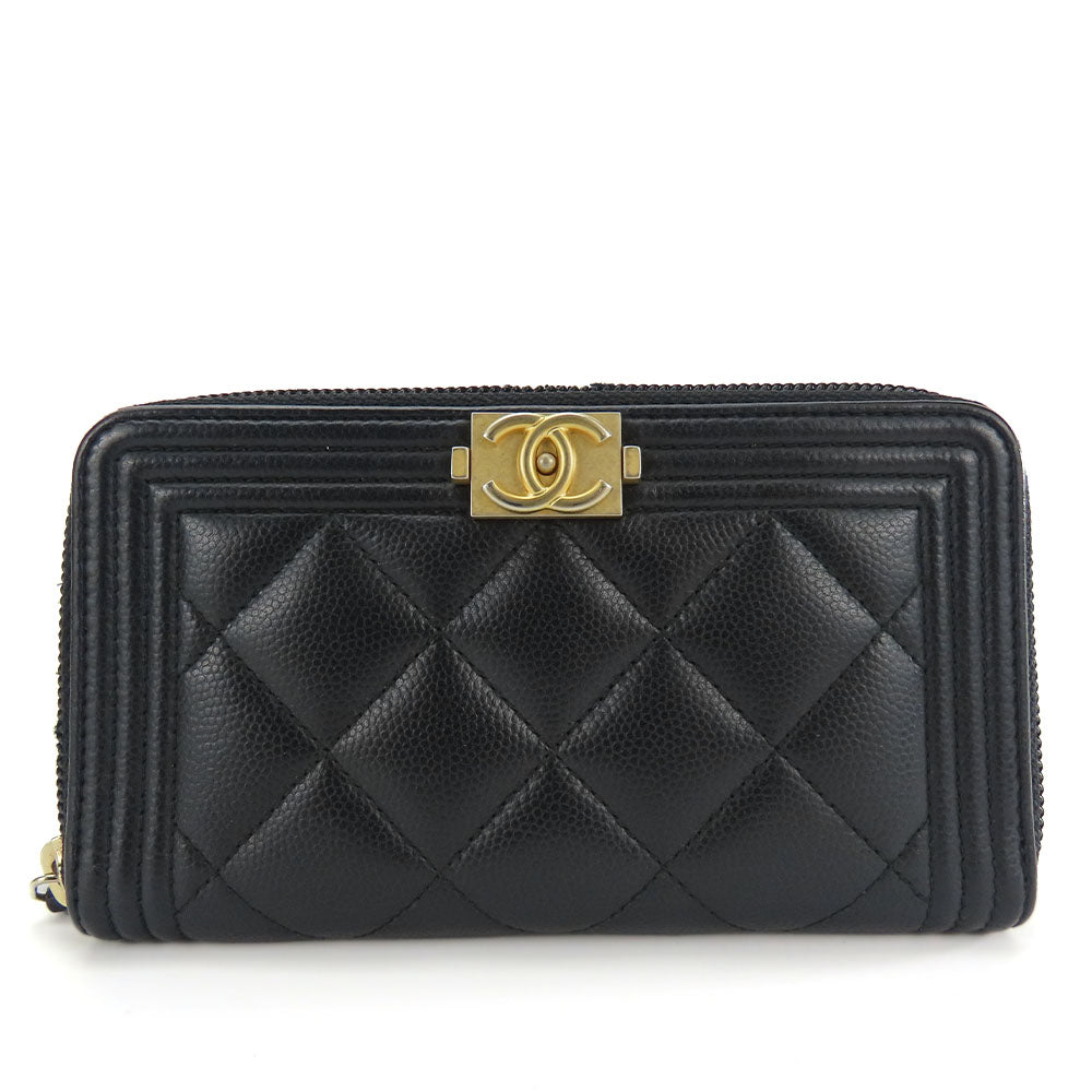 Chanel Coin Caviar skin Boy Black Handbag