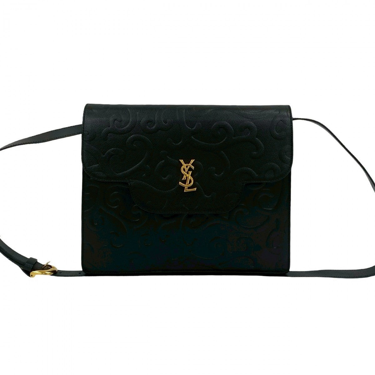 YSL Saint Laurent Yves Shoulder Bag Leather Black 827B826 31777