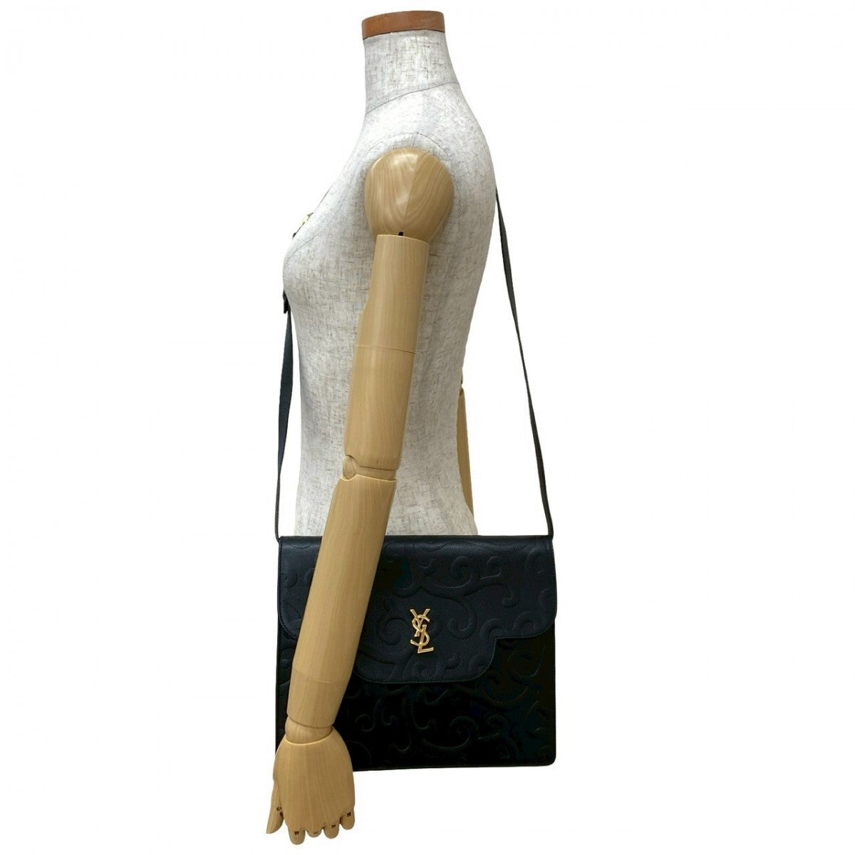 YSL Saint Laurent Yves Shoulder Bag Leather Black 827B826 31777