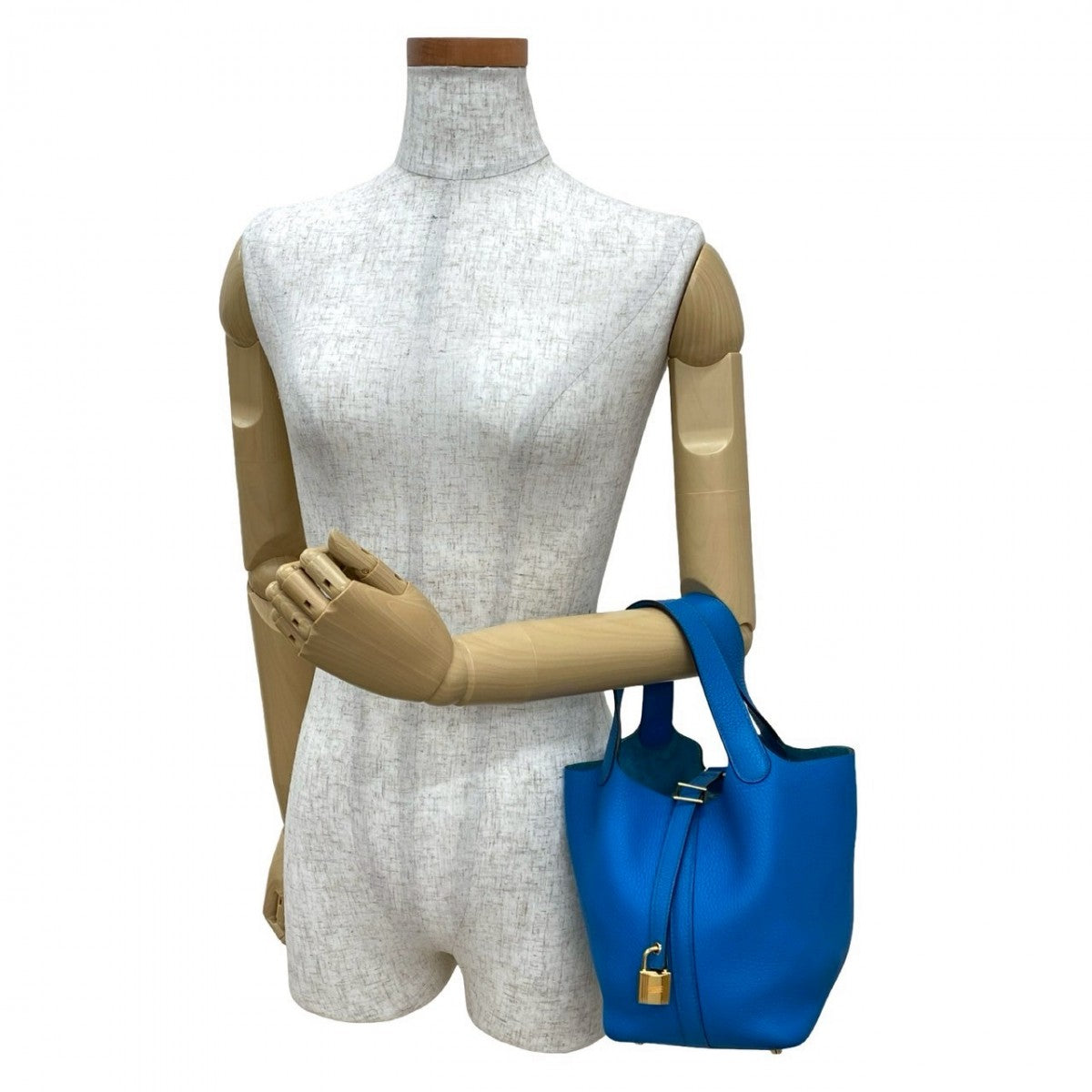 Hermes Handbag Taurillon Clemence Picotan Lock Pm Blue Travel Bag
