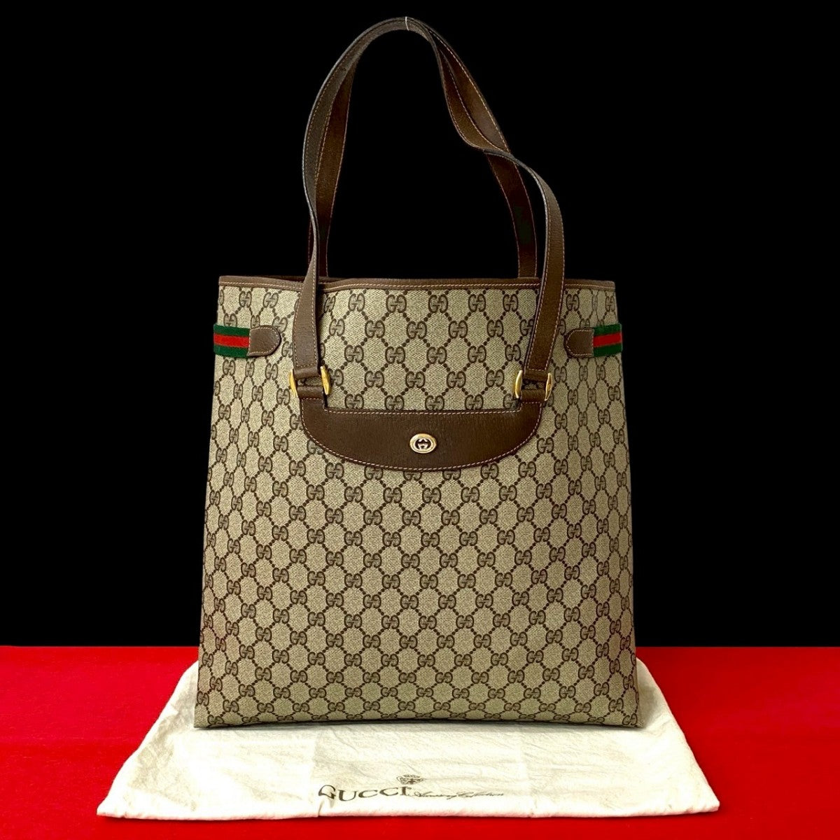 Gucci Sherry line Leather Brown Tote Bag