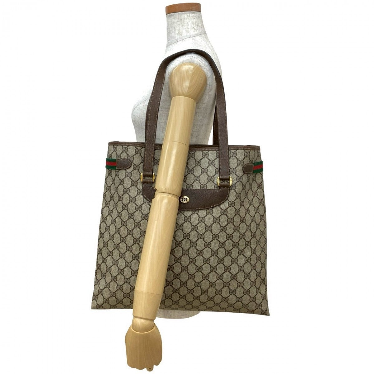 Gucci Sherry line Leather Brown Tote Bag