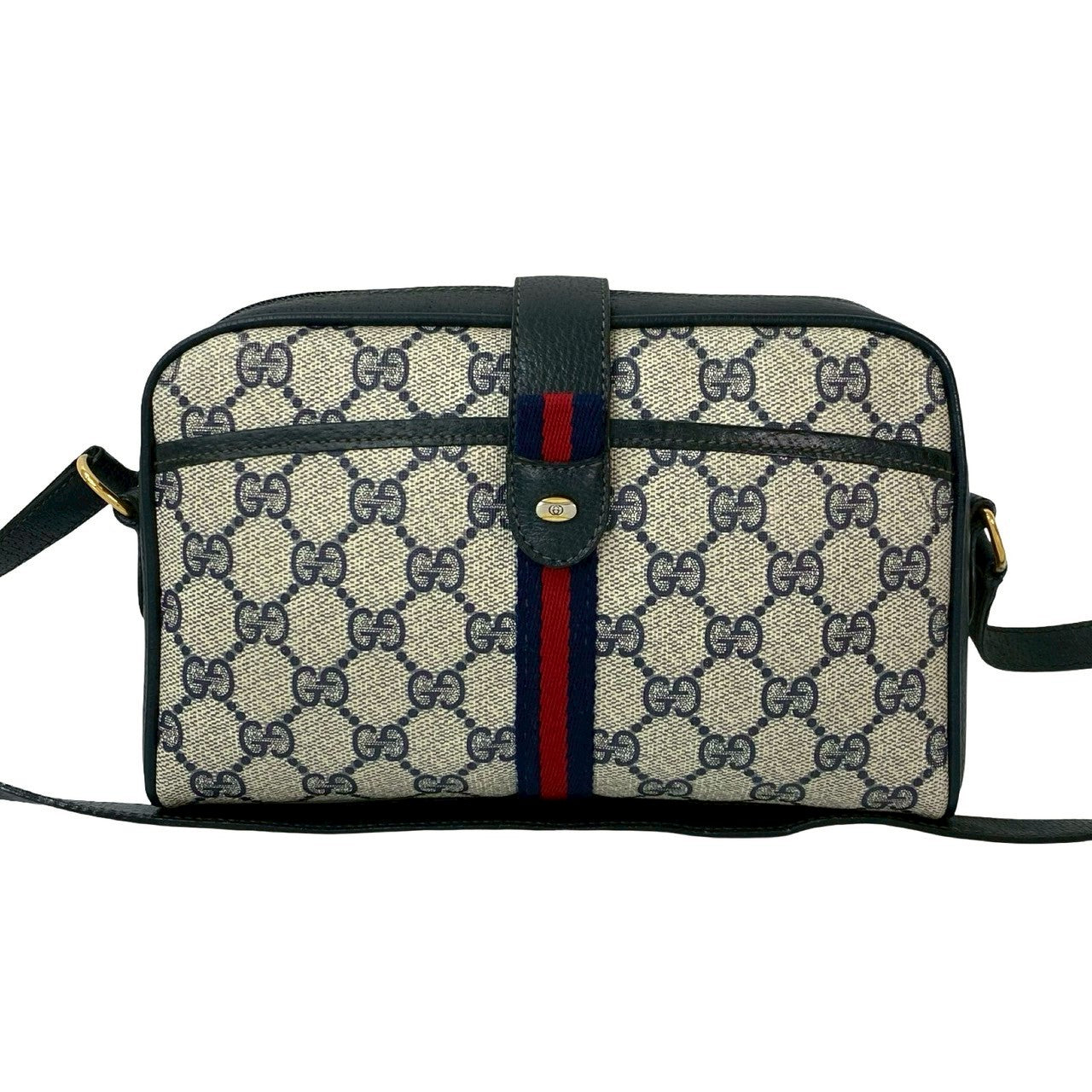 Gucci Sherry line Leather Navy Shoulder Bag 7