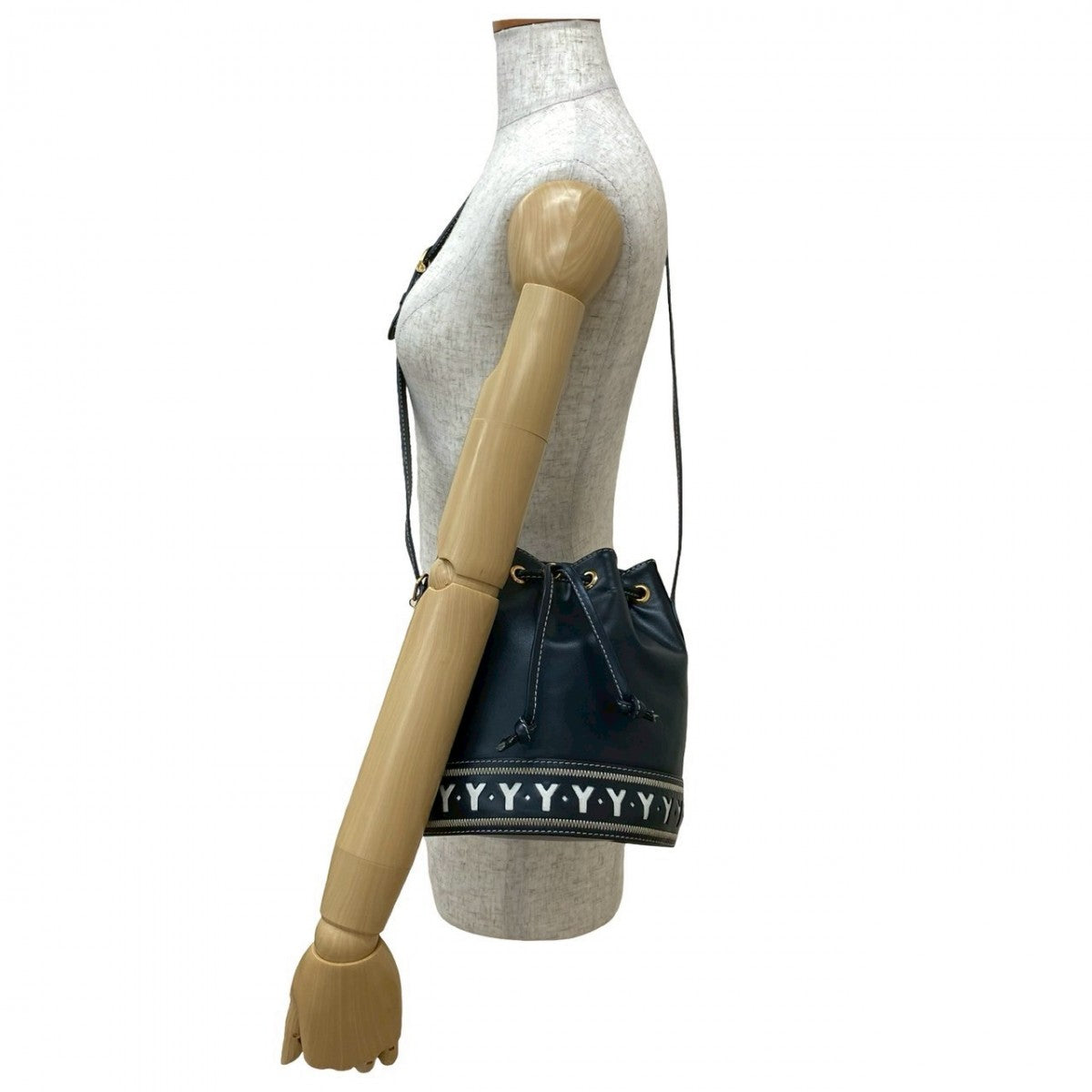 YSL Saint Laurent Yves Shoulder Bag Leather Navy