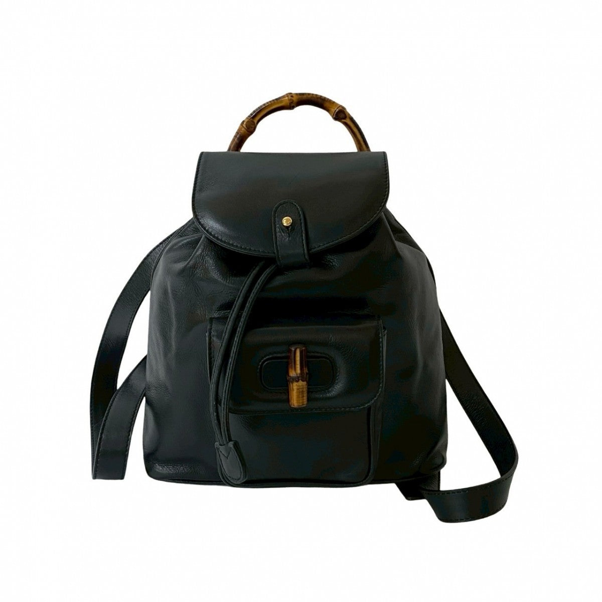 Gucci Backpack Bamboo Leather Black 827B827