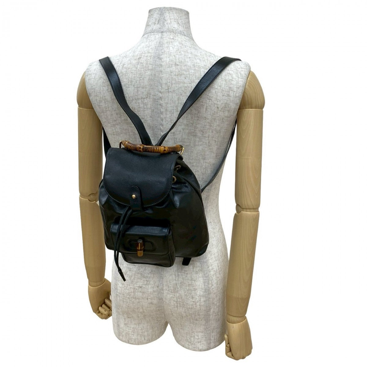 Gucci Backpack Bamboo Leather Black 827B827