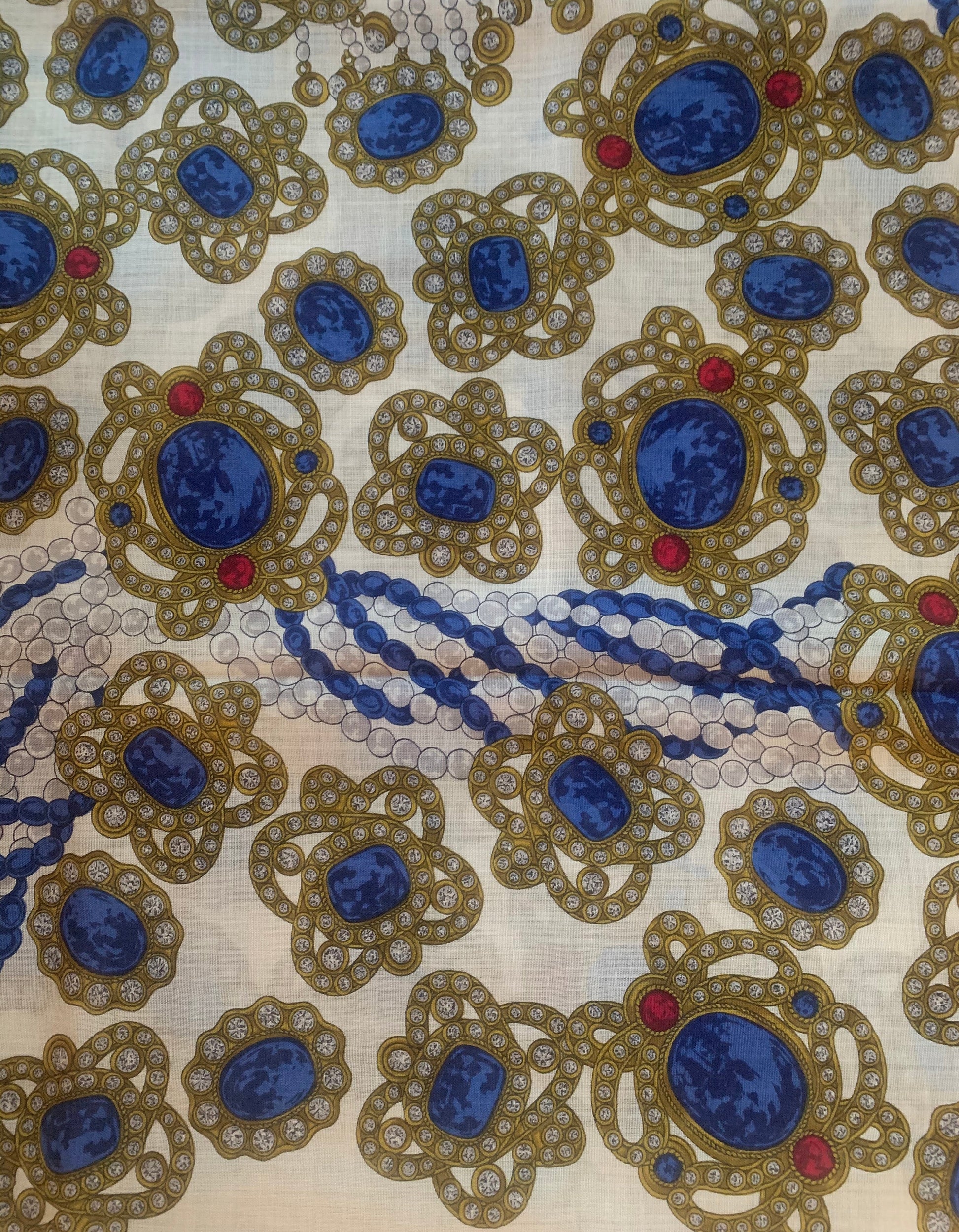 Chanel Cream Wool & Silk Jewel Print Xl Scarf/Shawl Bag