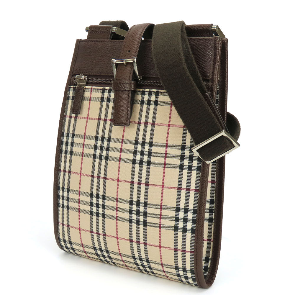 Burberry Shoulder Bag Women Leather Canvas Beige