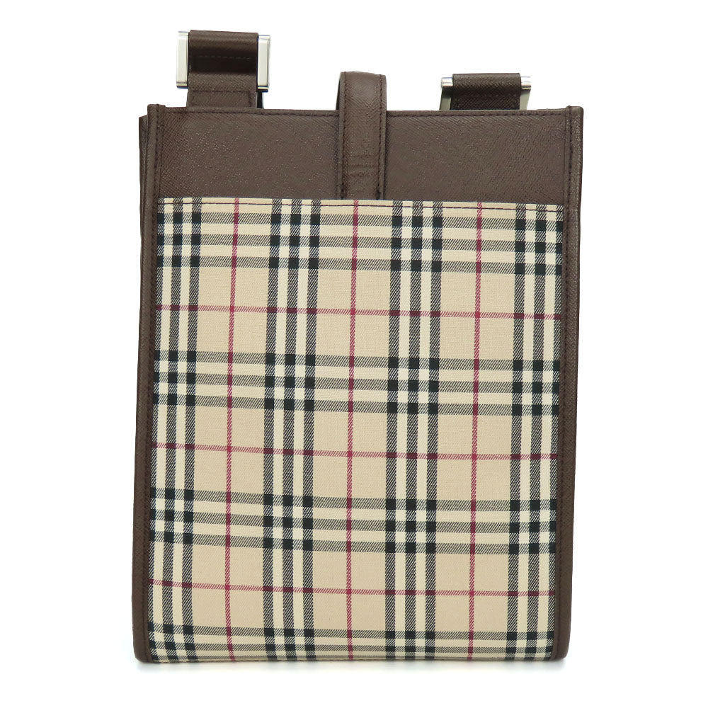 Burberry Shoulder Bag Women Leather Canvas Beige