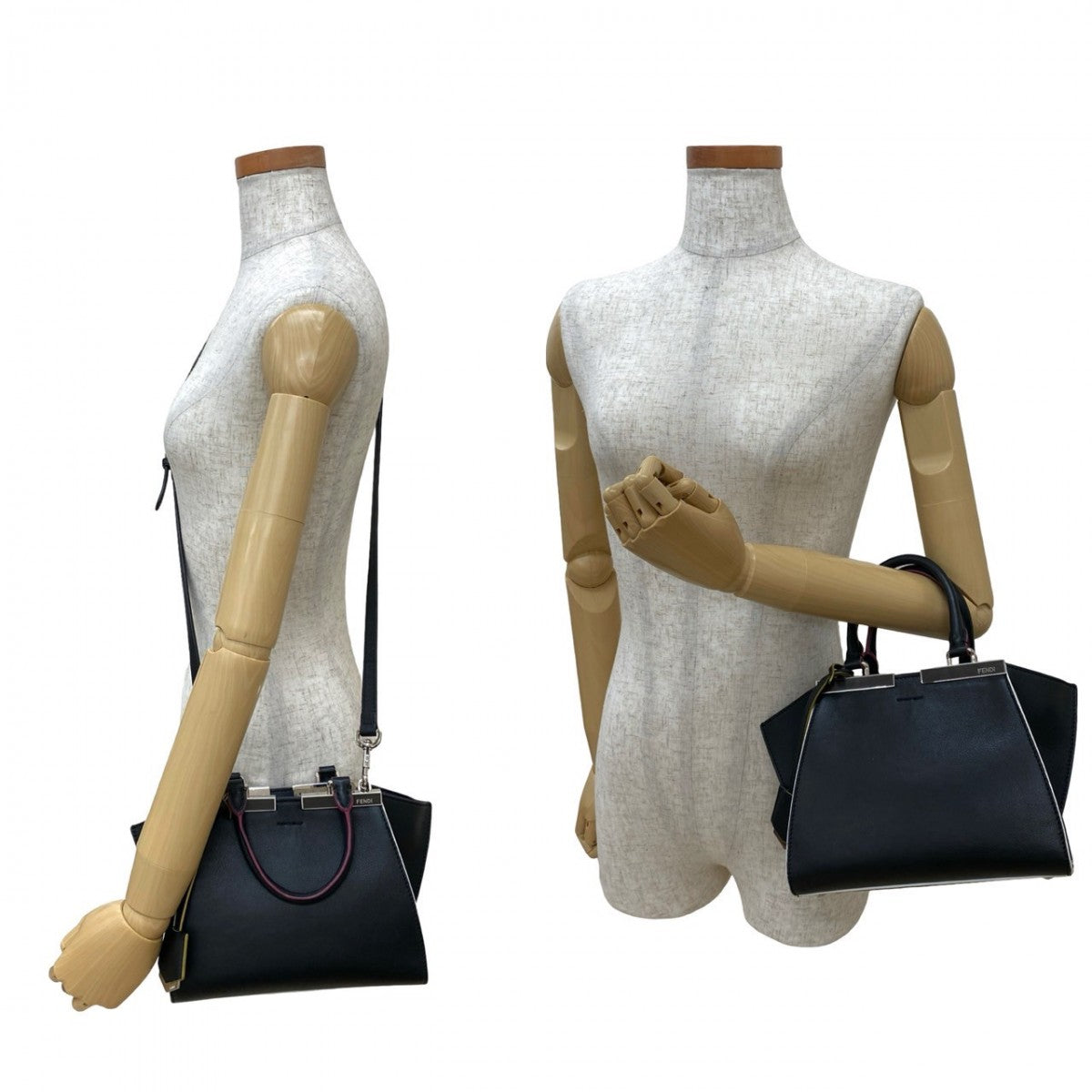 Fendi Shoulder Bag Petite Troisur Leather Black
