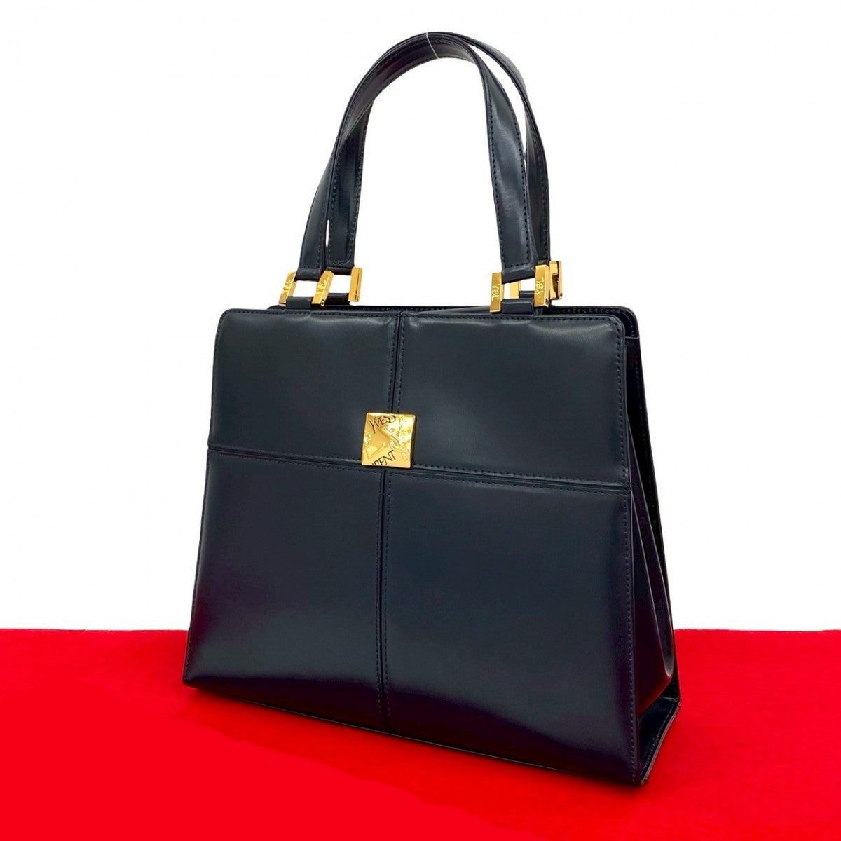 YSL Saint Laurent Yves Handbag Leather Navy Travel Bag