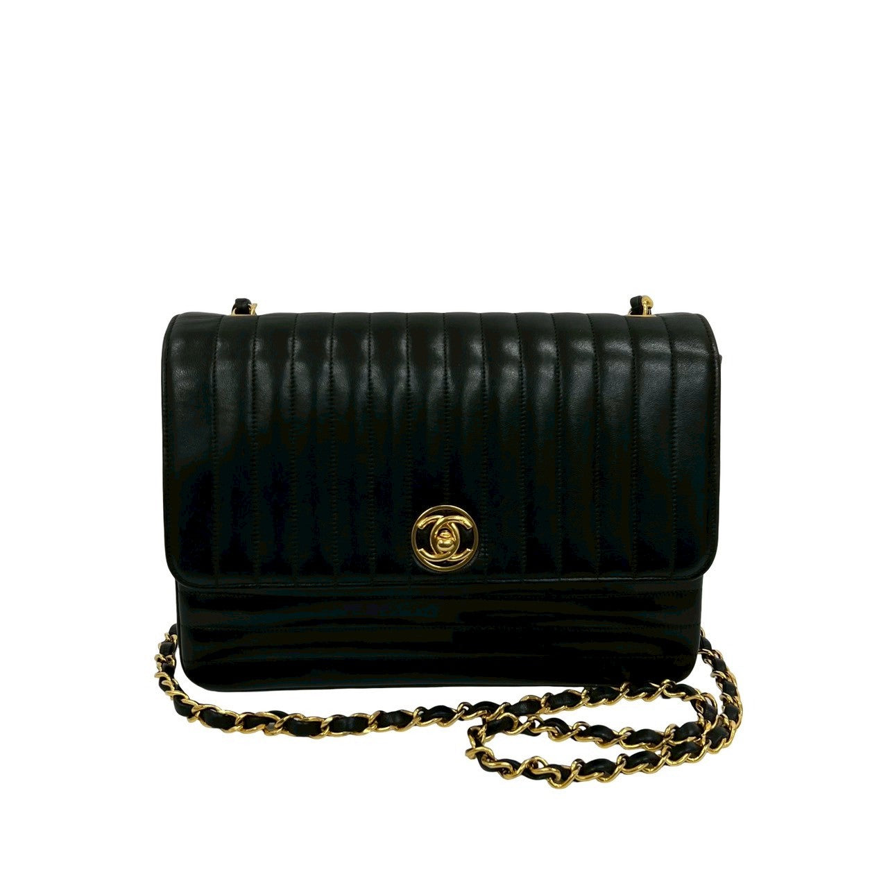 Chanel lambskin Mademoiselle Black Shoulder Bag 828B828