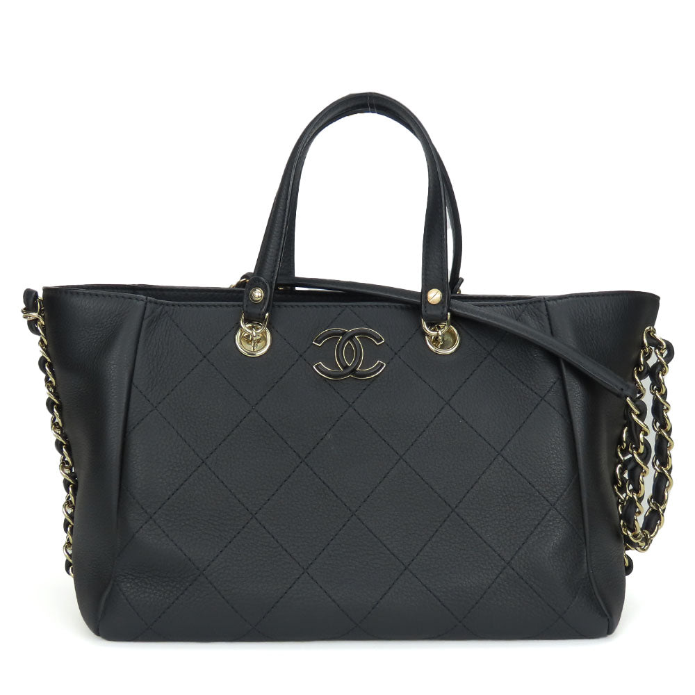 Chanel Calfskin Matrasse shopping Black Small Handbag