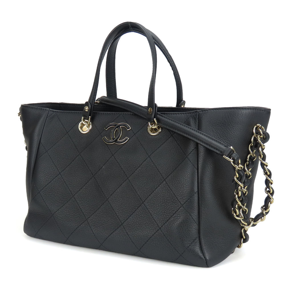 Chanel Calfskin Matrasse shopping Black Small Handbag