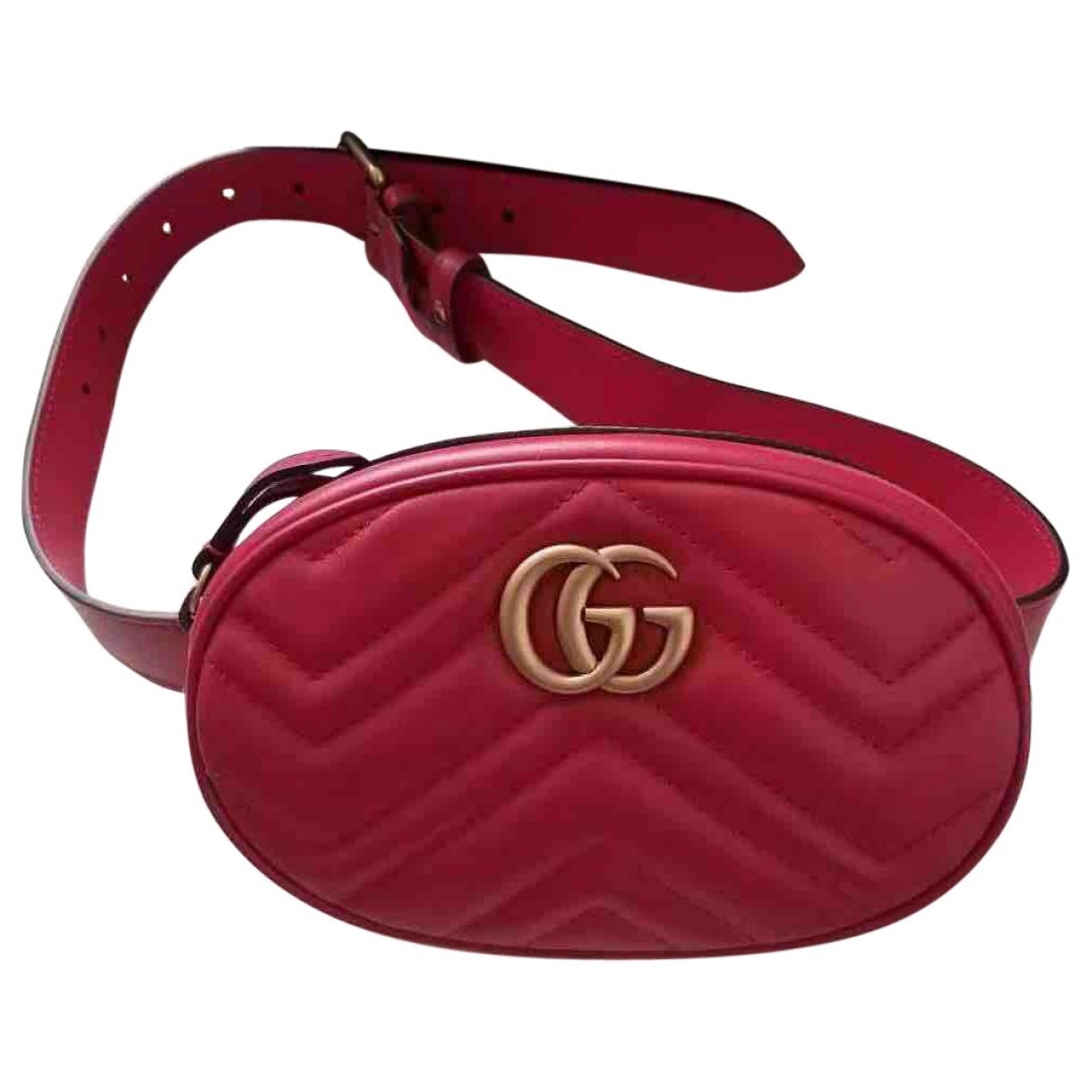 Gucci marmont red leather clutch bag