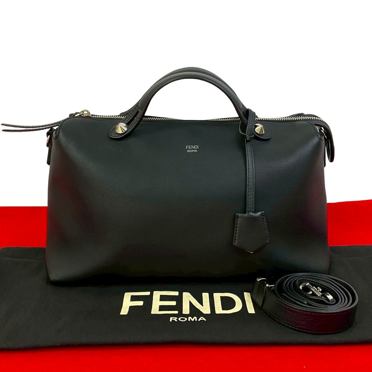 Fendi Shoulder Bag By The Way Leather Black Large