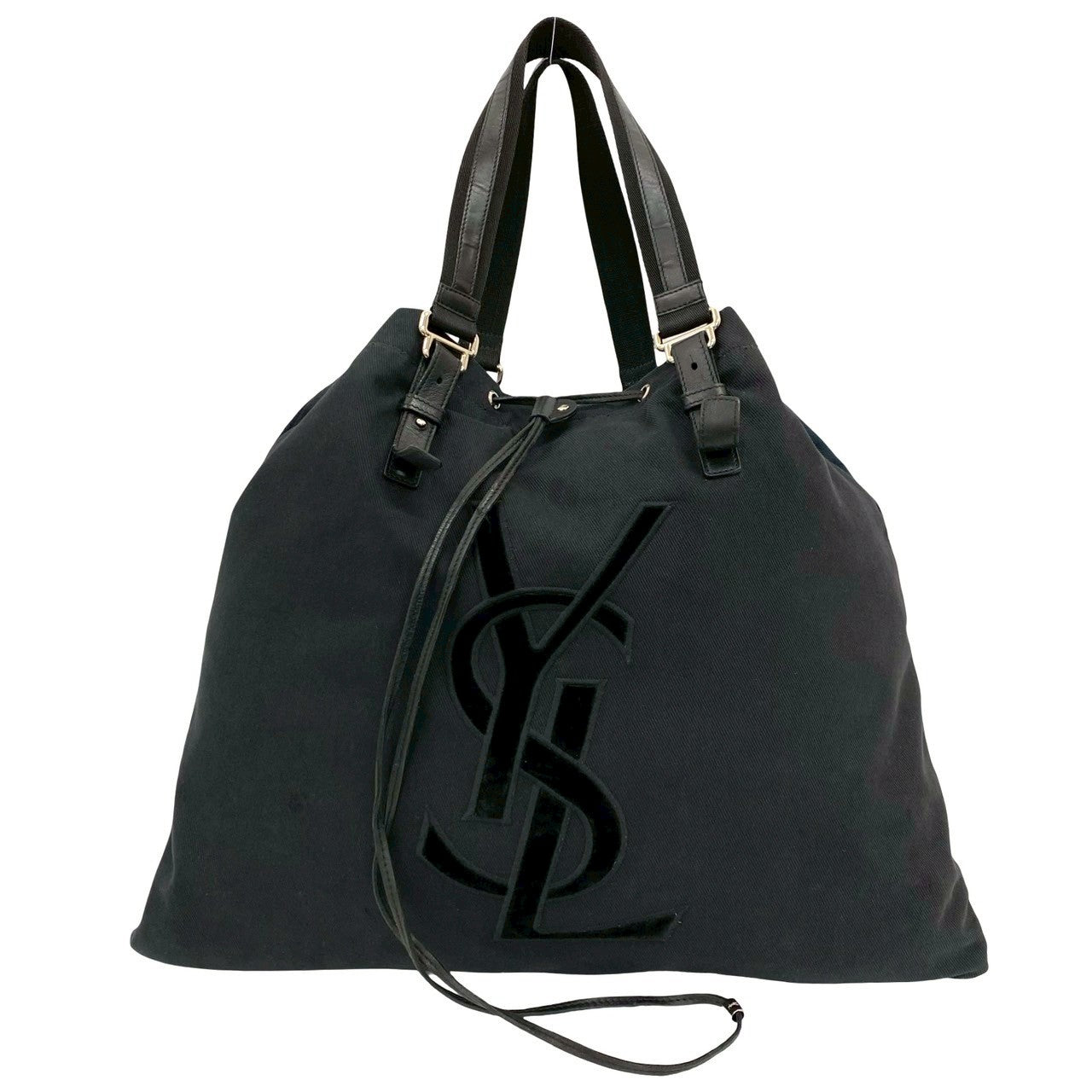 YSL Saint Laurent Yves Tote Bag Kahala Canvas Black