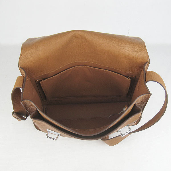Hermes Luxury Steve Shoulder Bag Lambskin Coffee