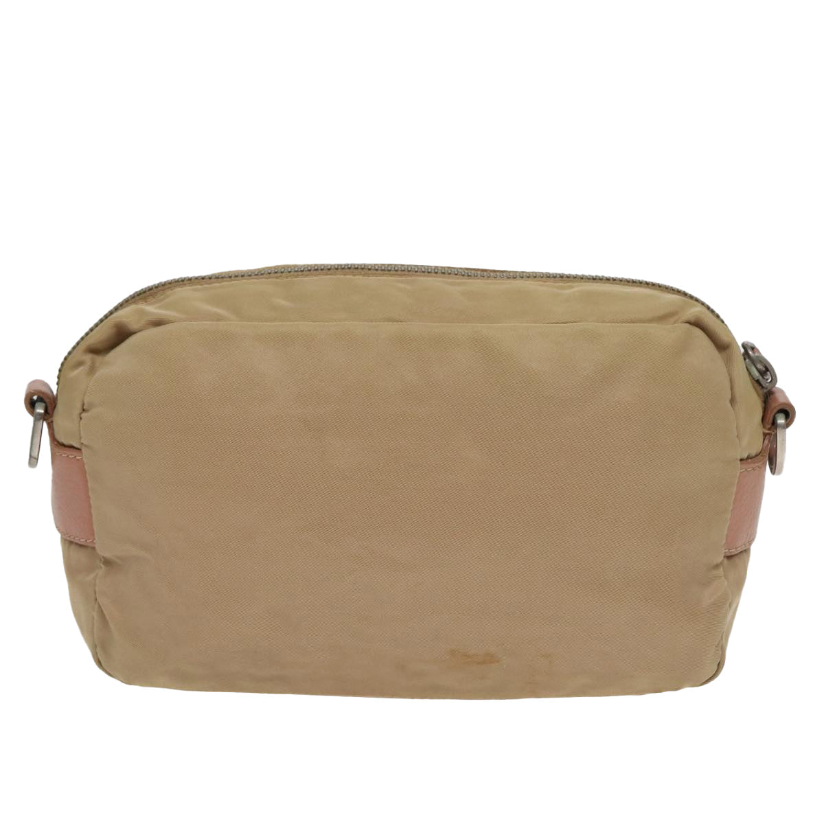 Prada Shoulder Bag Auth Leather Nylon Beige Beige Auth 83156