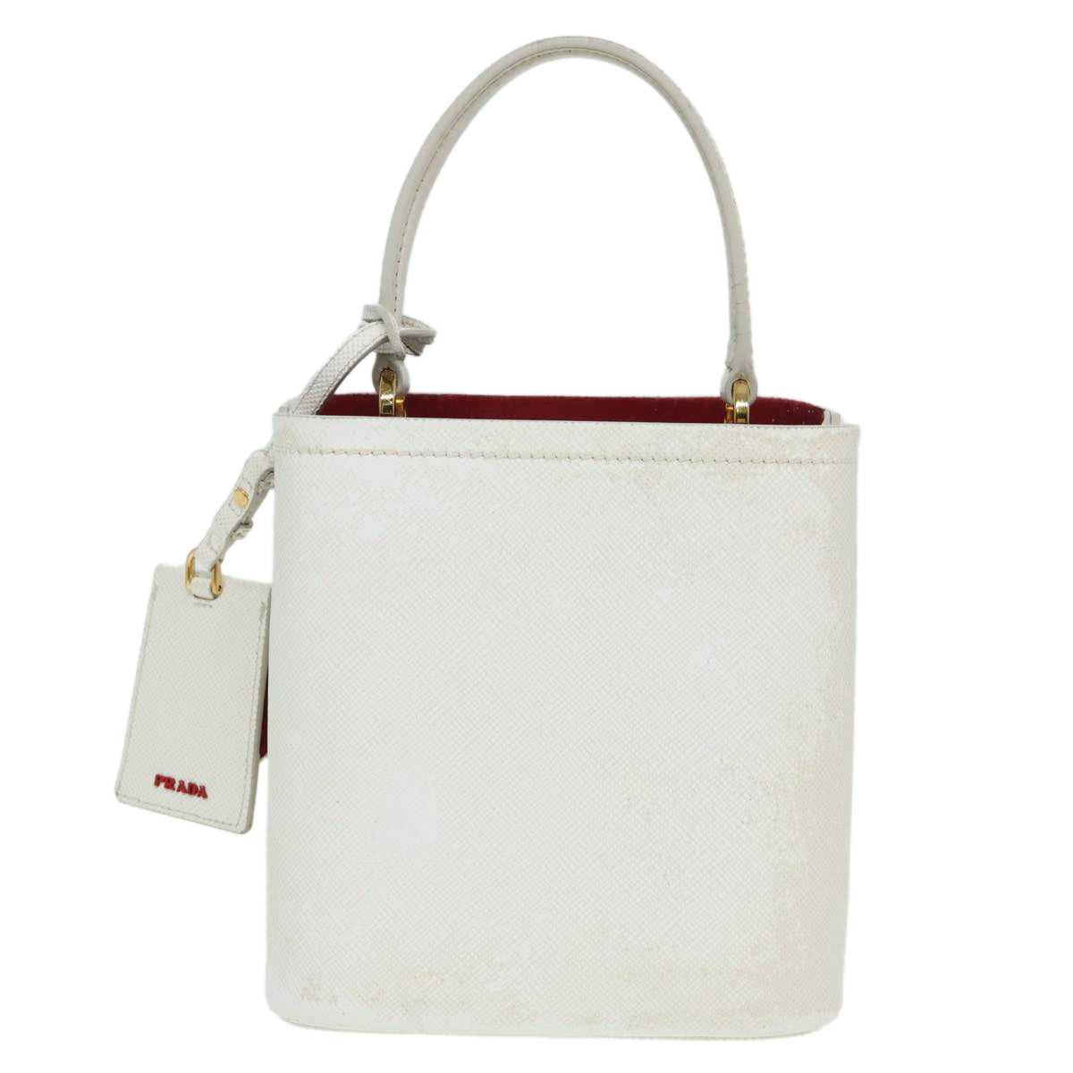 Prada Hand Bag 2Way Auth Leather Nylon White Travel Bag White Auth 83161