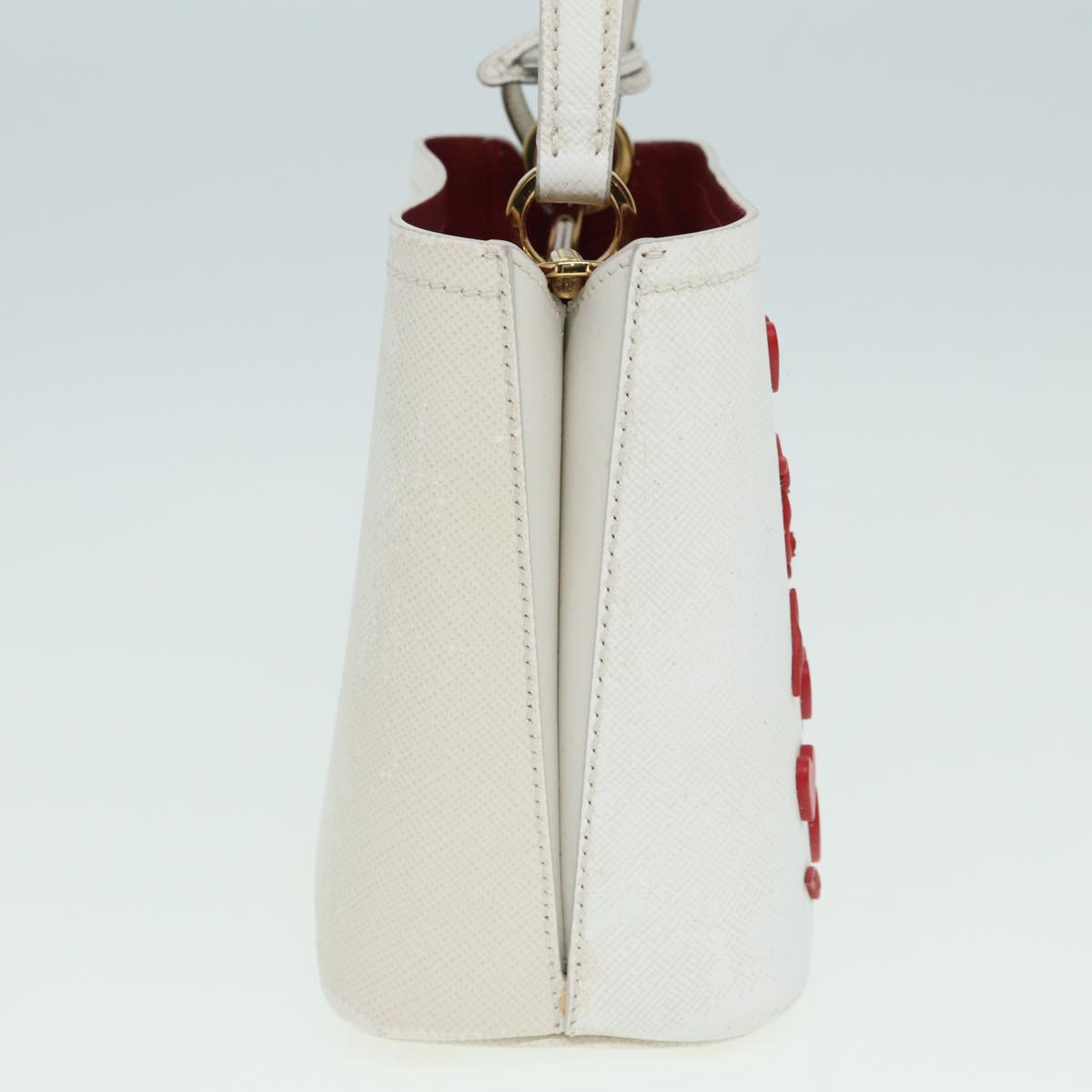 Prada Hand Bag 2Way Auth Leather Nylon White Travel Bag White Auth 83161
