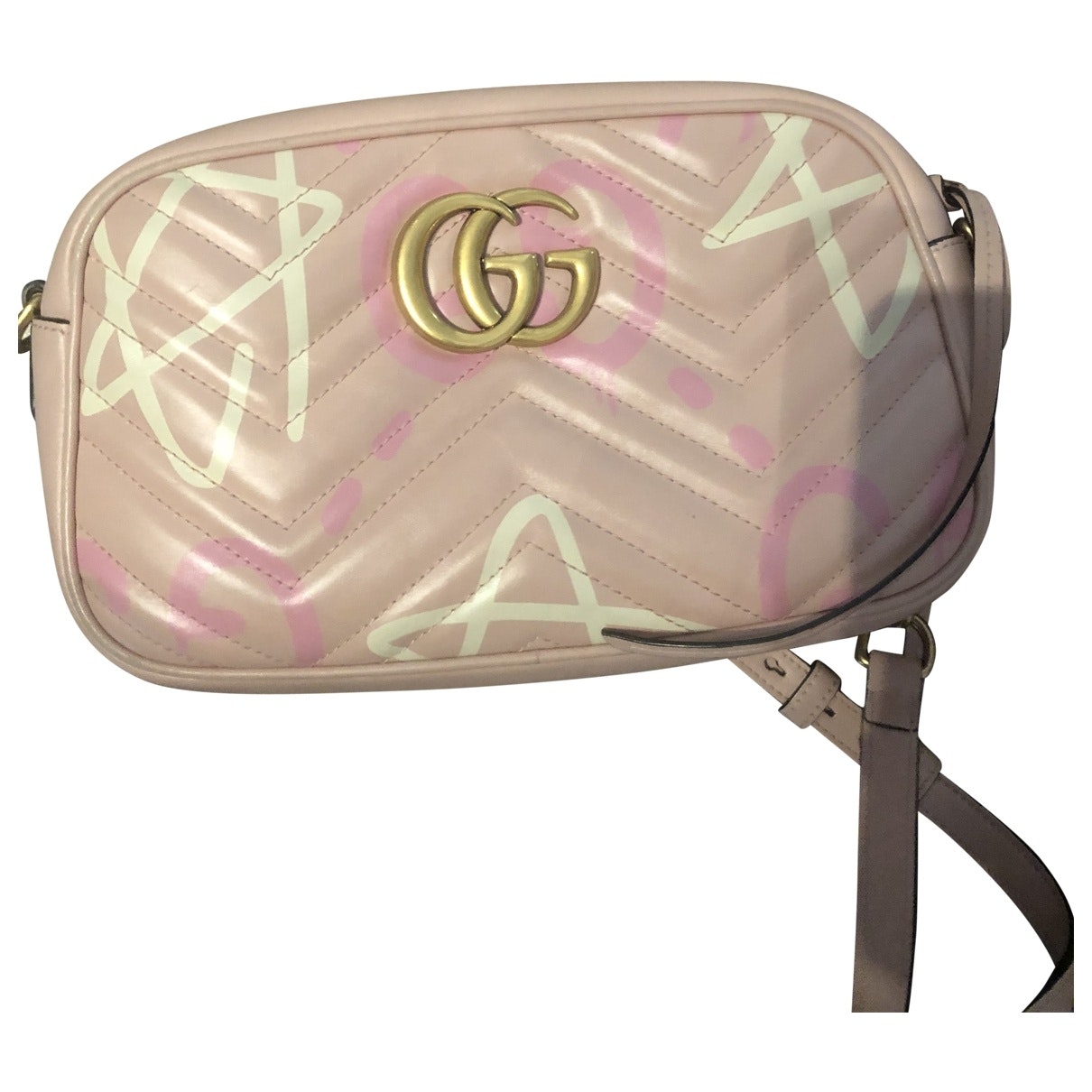 Gucci marmont pink leather handbag