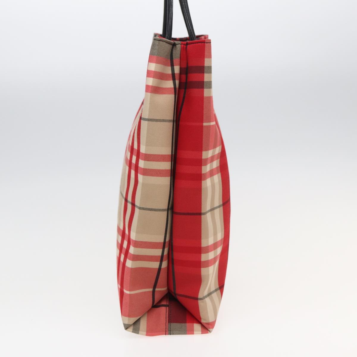 Burberry Luxury Nova Check Hand Bag Auth Canvas Red Travel Bag Red Auth 83204