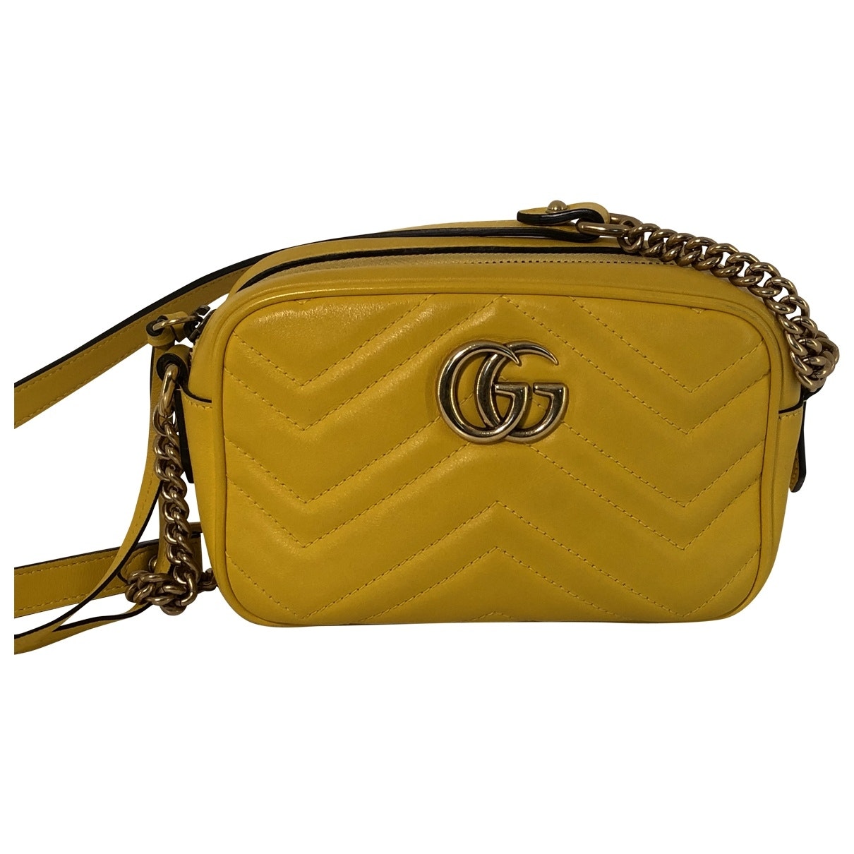 Gucci marmont yellow leather handbag