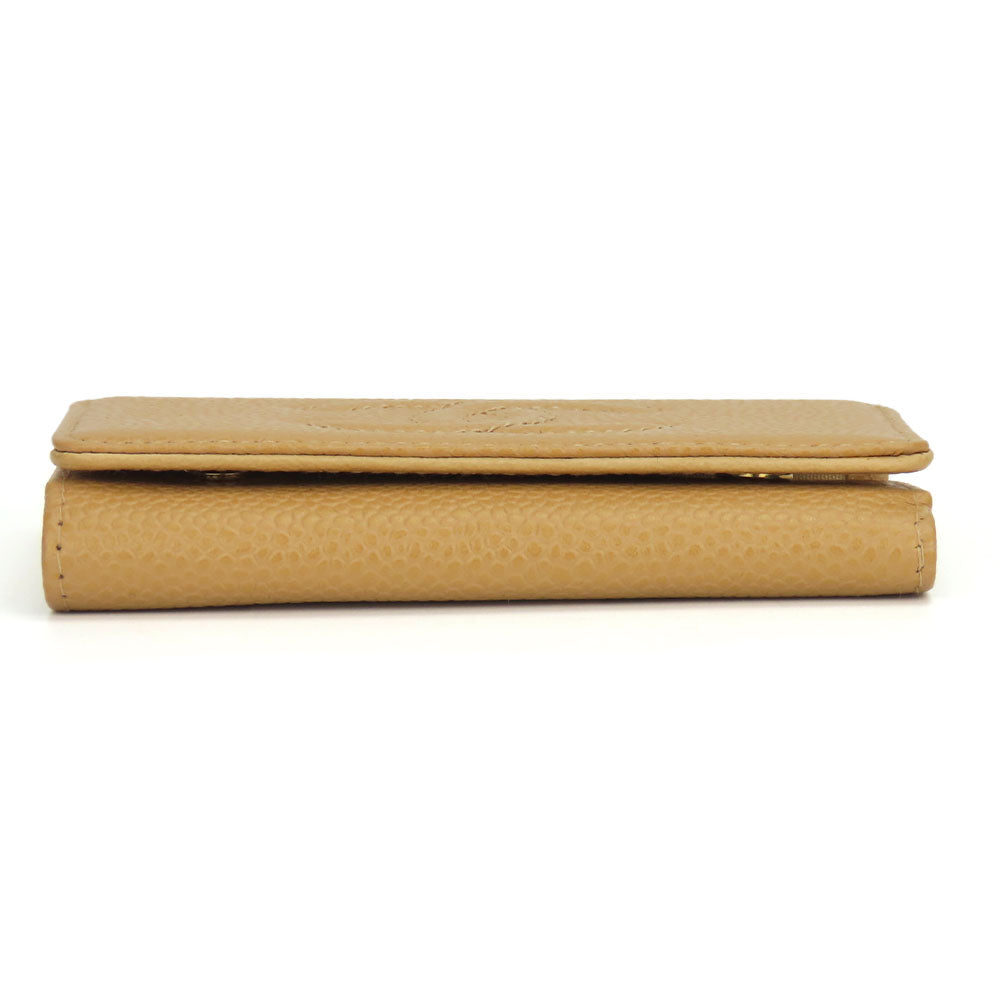 Chanel holder Caviar skin Beige Wallet Case