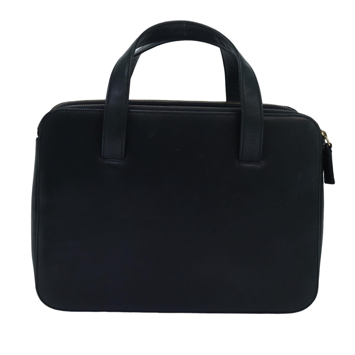 Prada Hand Bag Auth Leather Navy Travel Bag