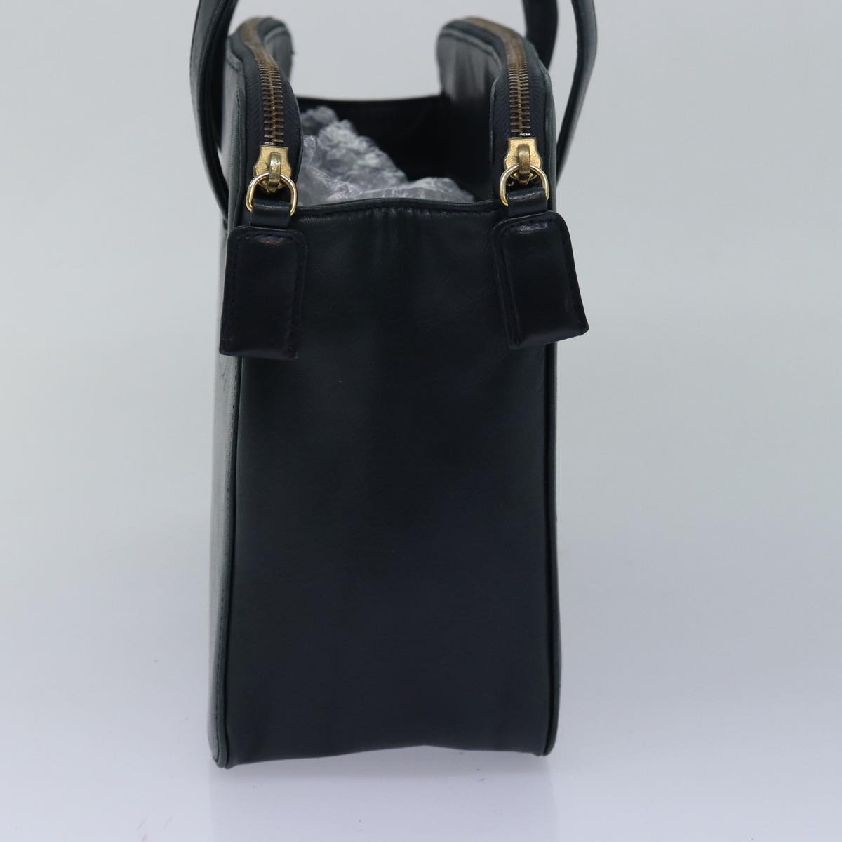 Prada Hand Bag Auth Leather Navy Travel Bag
