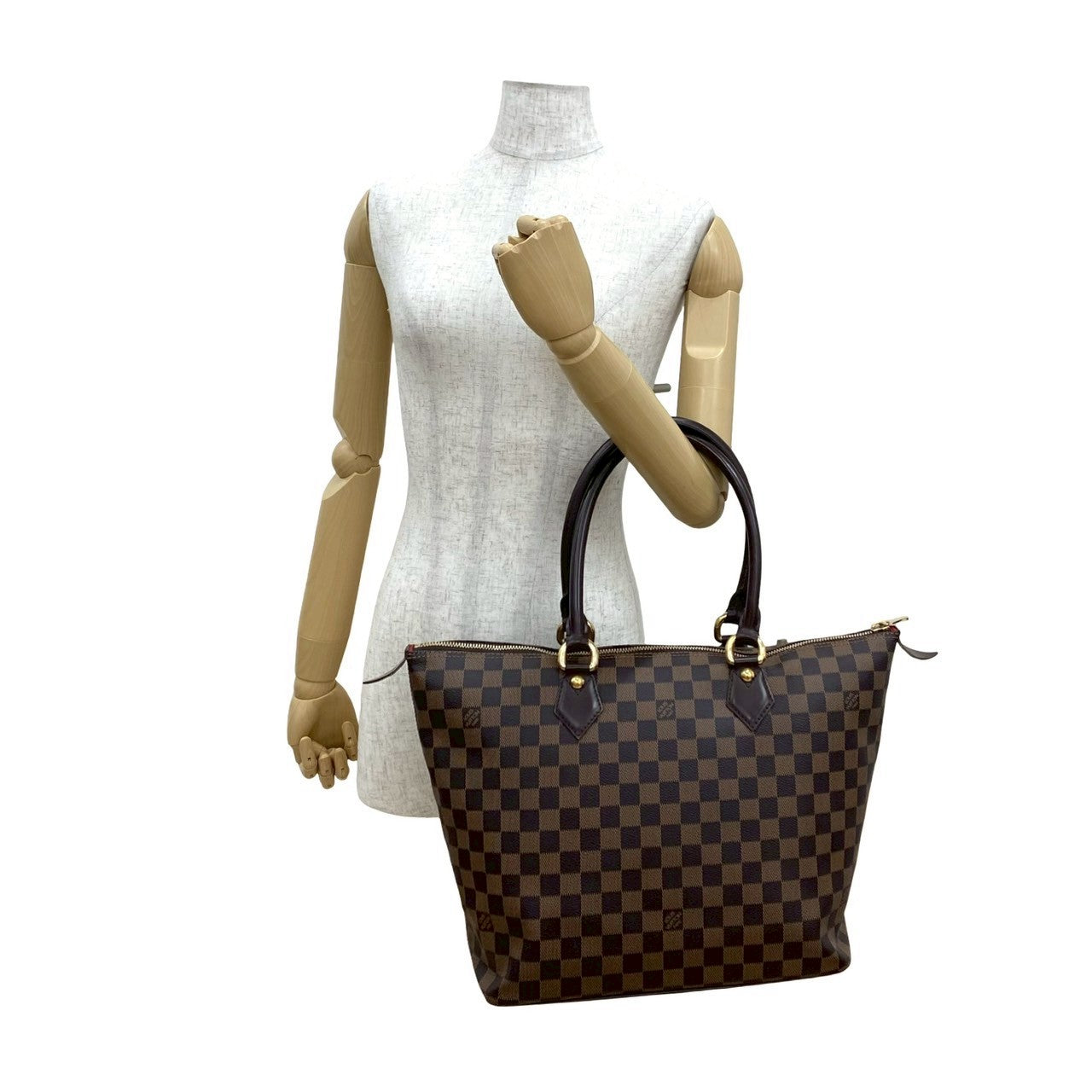 Louis Vuitton Damier Saleya MM Leather Brown Handbag