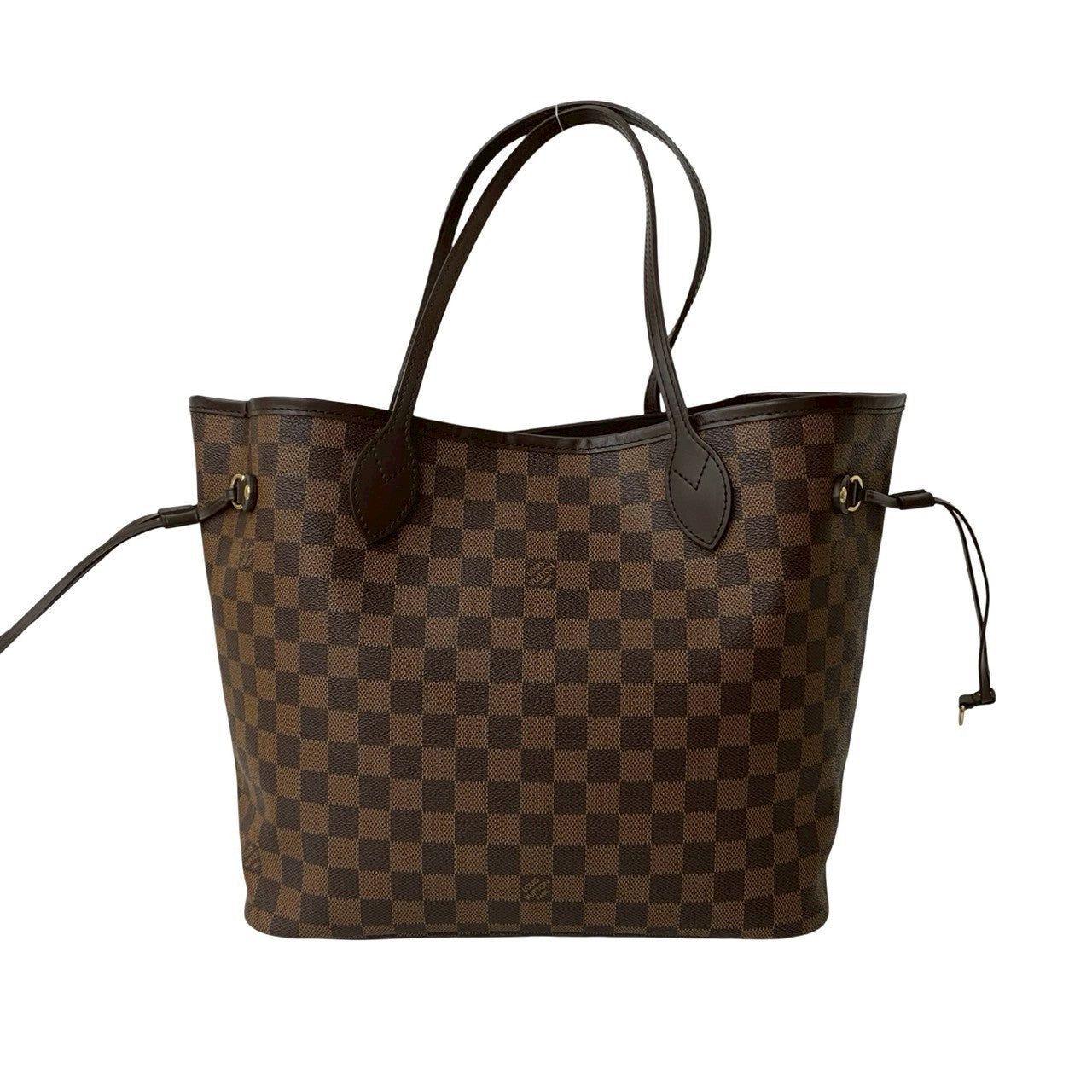 Louis Vuitton Damier Neverfull MM Leather Brown Tote Bag 832C832