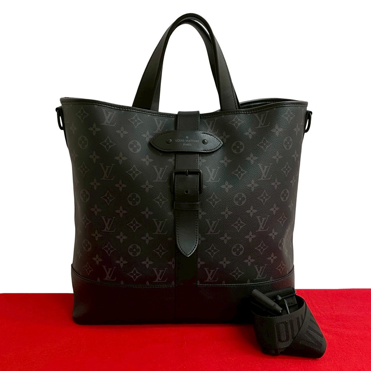 Louis Vuitton Eclipse Saumur Monogram Leather Black Shoulder Bag