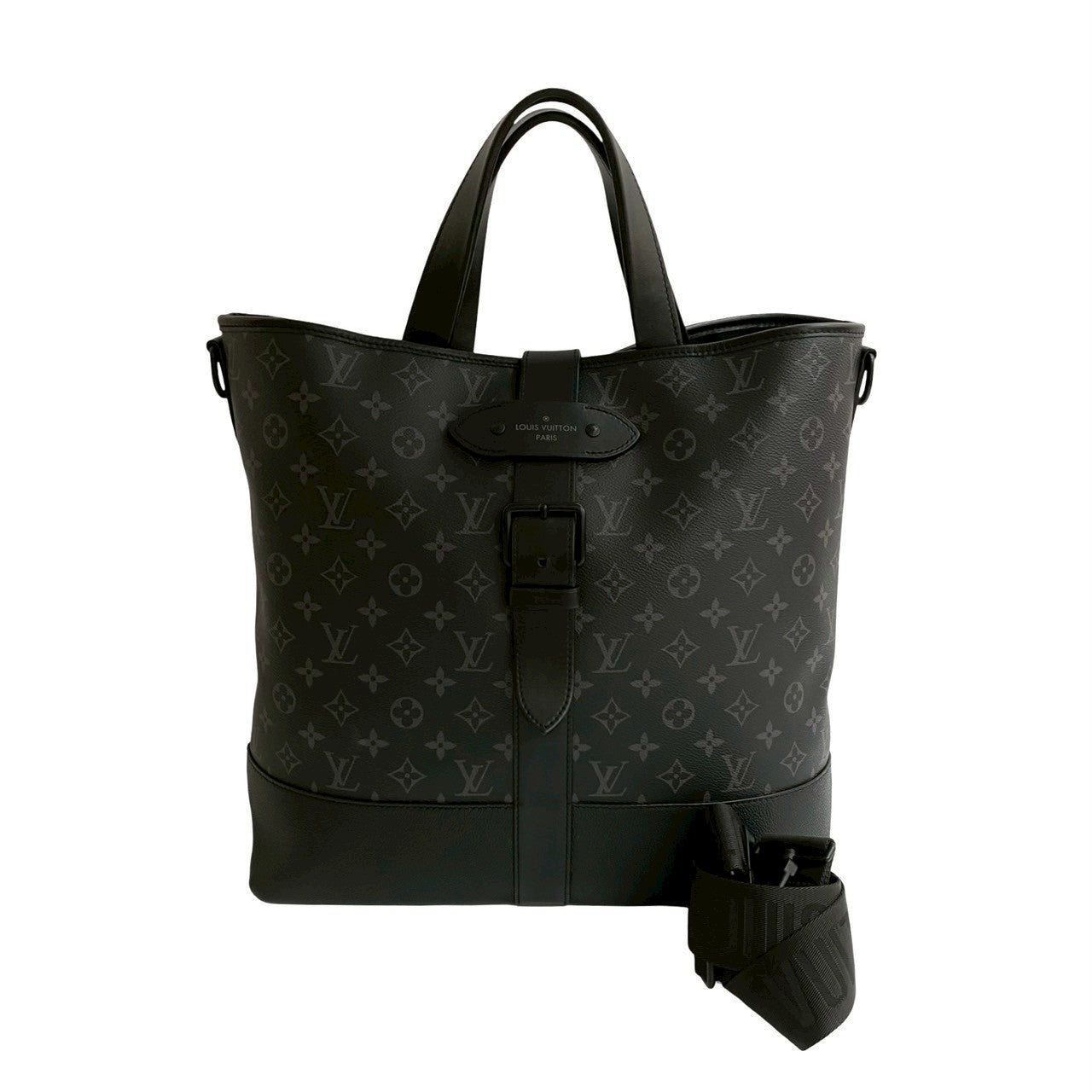 Louis Vuitton Eclipse Saumur Monogram Leather Black Shoulder Bag