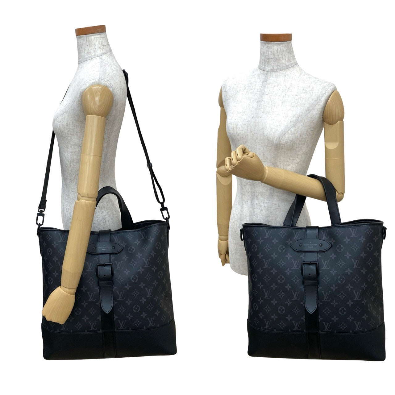 Louis Vuitton Eclipse Saumur Monogram Leather Black Shoulder Bag