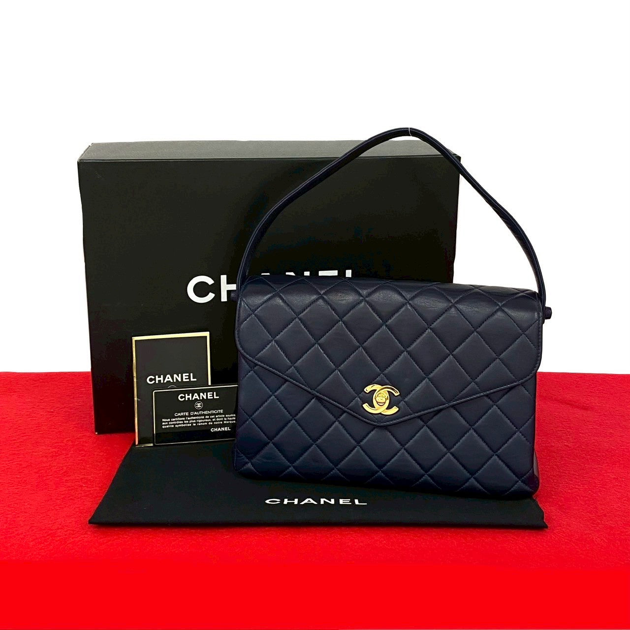 Chanel lambskin Navy Matrasse Handbag 832C832