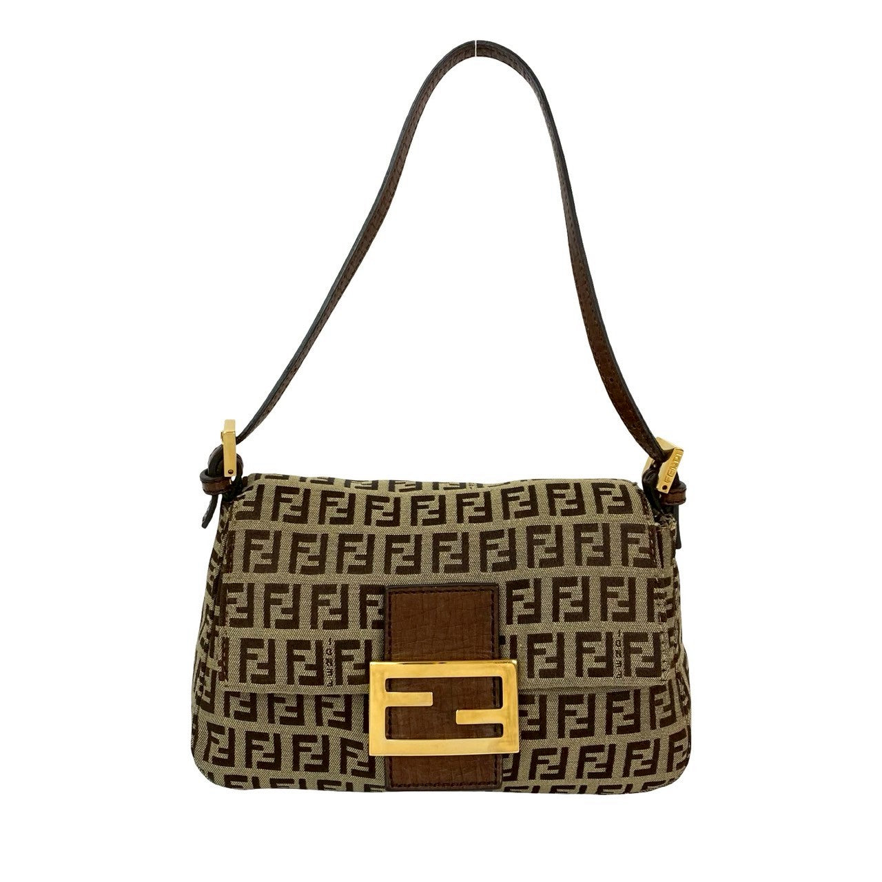 Fendi Shoulder Bag Mamma Canvas Brown Bucket