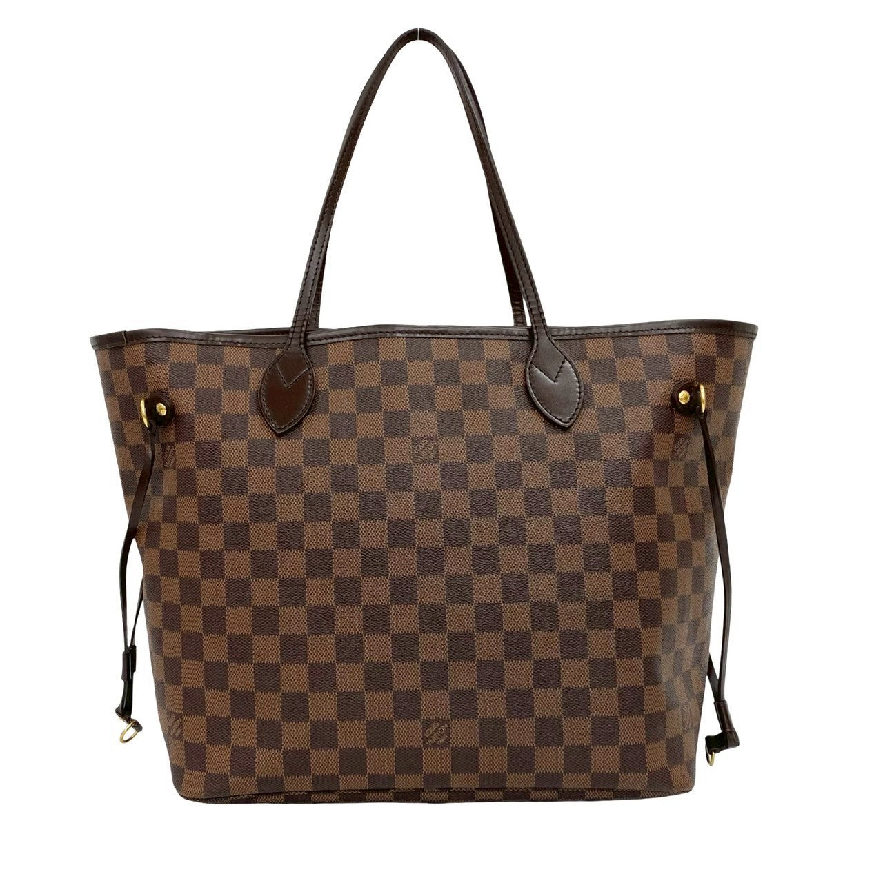 Louis Vuitton Damier Neverfull MM Leather Brown Tote Bag