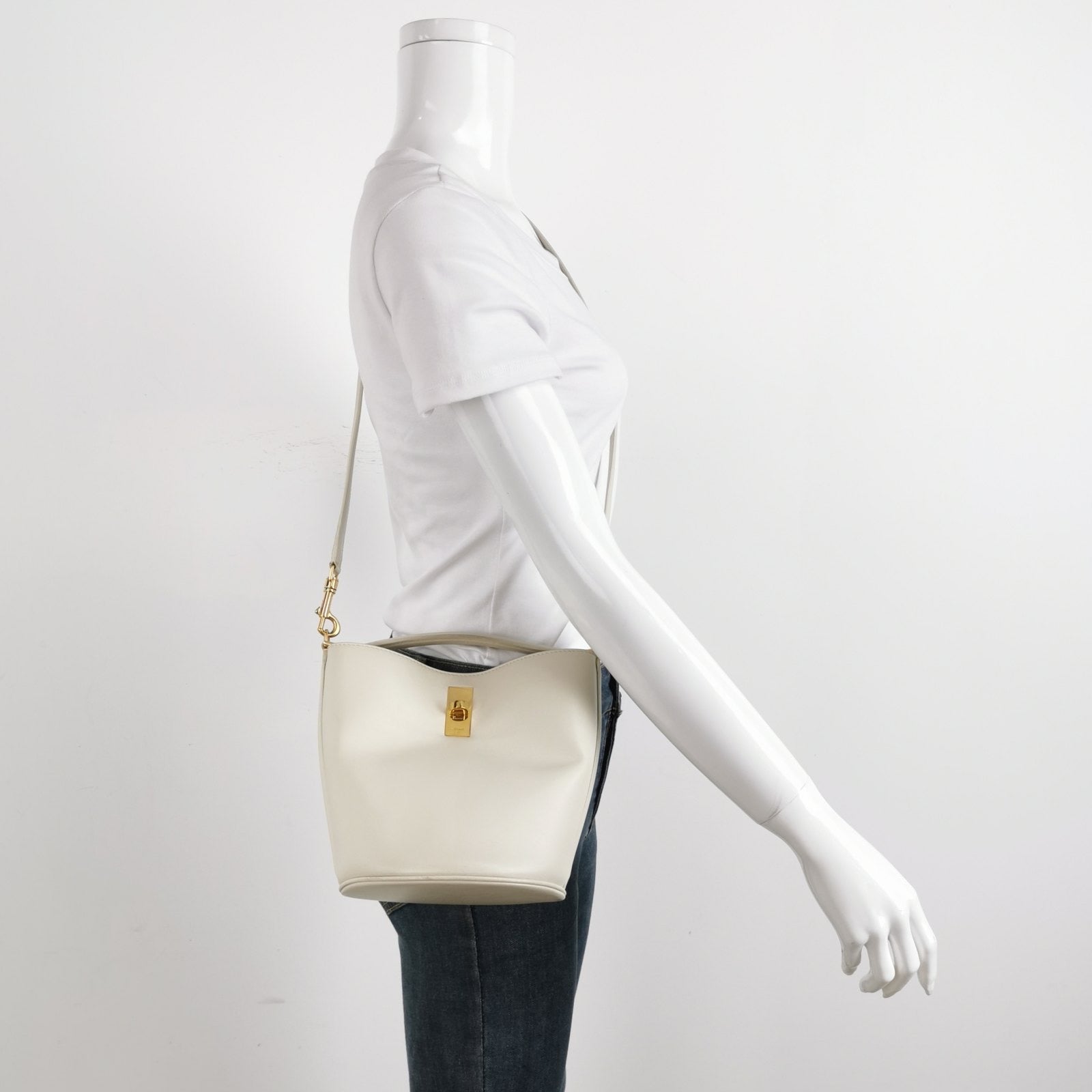 Celine Bag Calfskin Crossbody Bag Leather White