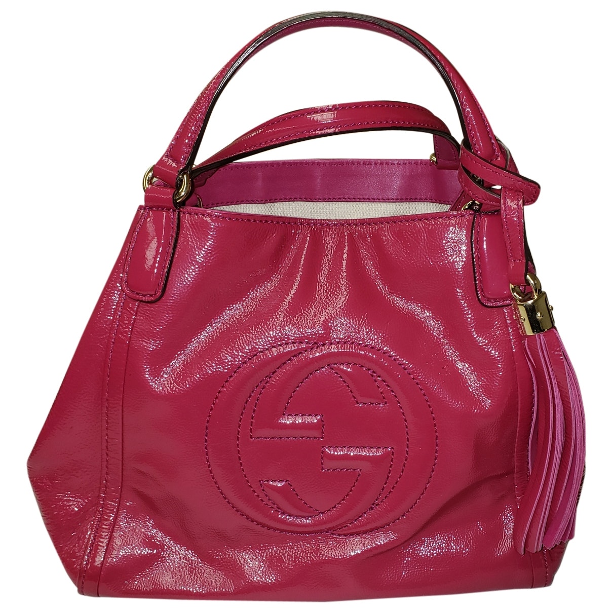 Gucci soho pink patent leather handbag