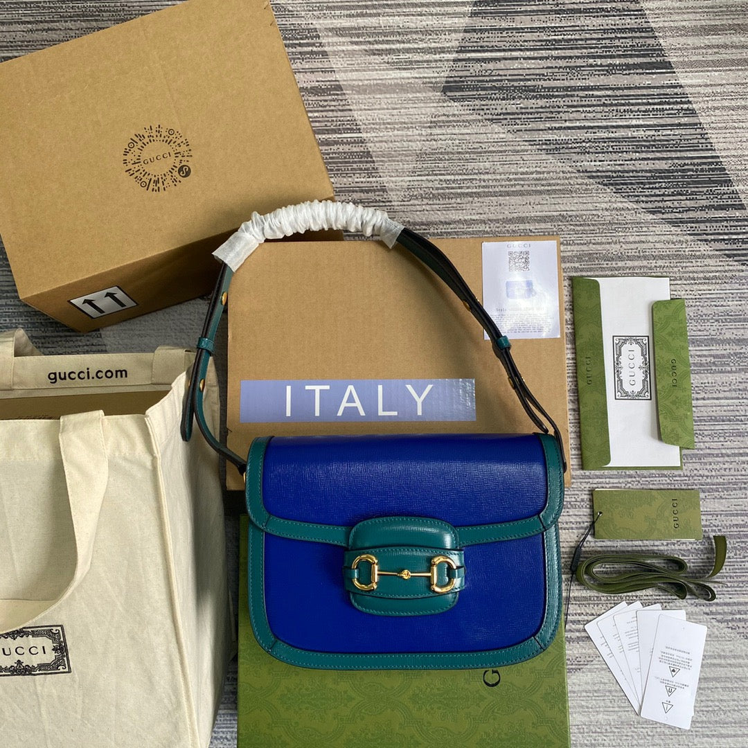 gg Horsebit , ’s 9.8in Blue Shoulder Bag